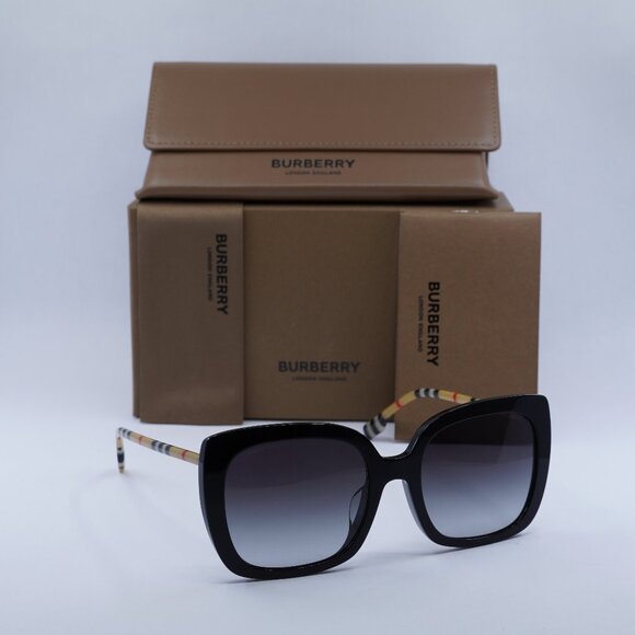 Burberry BE4323F 38538G Sunglasses Black/Brown Square Frame, Grey Lenses Burberry BE4323F CAROLL Asian Fit 38538G Square Black  main image 3